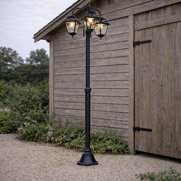 Lanterna da esterno classica nera 235 cm 3 luci IP44 - Berta