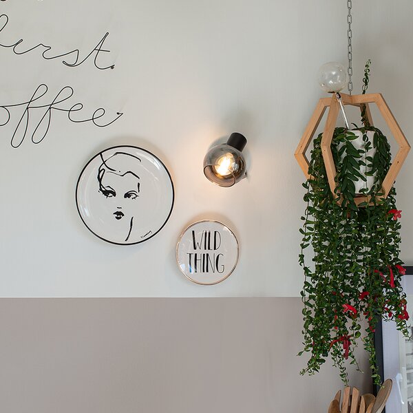 Faretto Art Déco nero con vetro fumé - Vidro