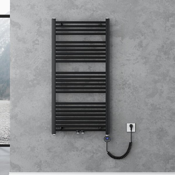 Doporro Radiatore Piatto 120x60cm con Elemento Riscaldante 600W, Scaldasalviette da Bagno Termoarredo in Acciaio, Antracite, Riscaldamento Elettrico o ad Acqua Calda RHE