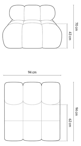 Modulo divano bouclé arancione (parte centrale) Bellis - Micadoni Home