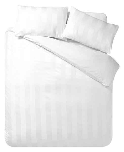 Set copripiumino e federa bianco in raso di seta per letto matrimoniale 3 pezzi 200x200 cm So Soft Satin Stripe – Catherine Lansfield