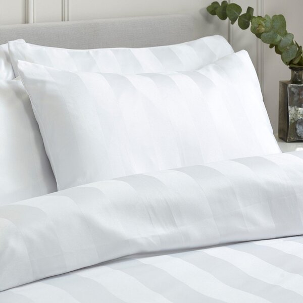 Set copripiumino e federa bianco in raso di seta per letto matrimoniale 3 pezzi 200x200 cm So Soft Satin Stripe – Catherine Lansfield