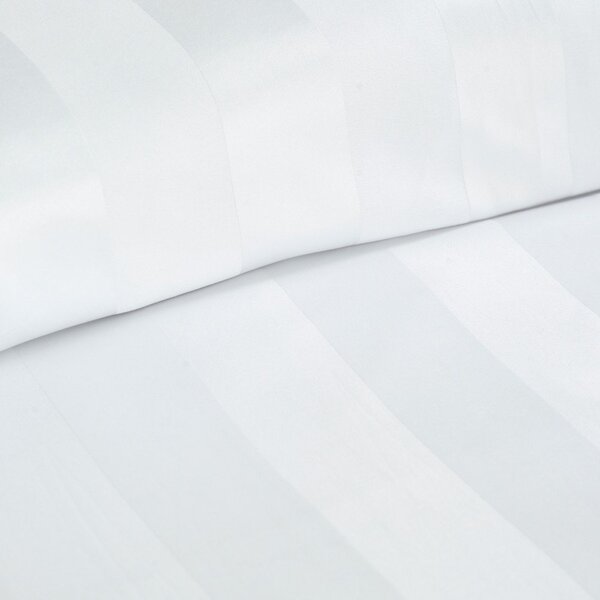 Set copripiumino e federa bianco in raso di seta per letto matrimoniale 3 pezzi 200x200 cm So Soft Satin Stripe – Catherine Lansfield