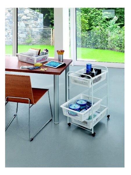 Mensola mobile con 4 cestini India, lunghezza 35 cm - Metaltex