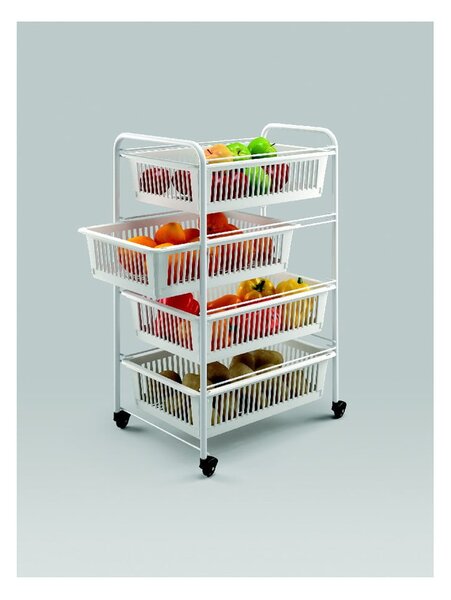Mensola mobile con 4 cestini India, lunghezza 35 cm - Metaltex