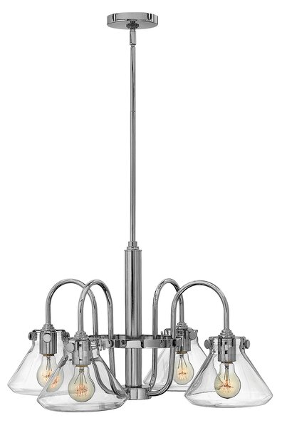 Lampadario Contemporaneo Congress Acciaio Cromo Vetro 4 Luci E27