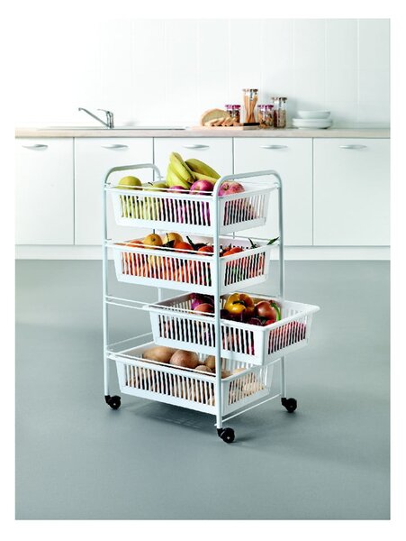 Mensola mobile con 4 cestini India, lunghezza 35 cm - Metaltex