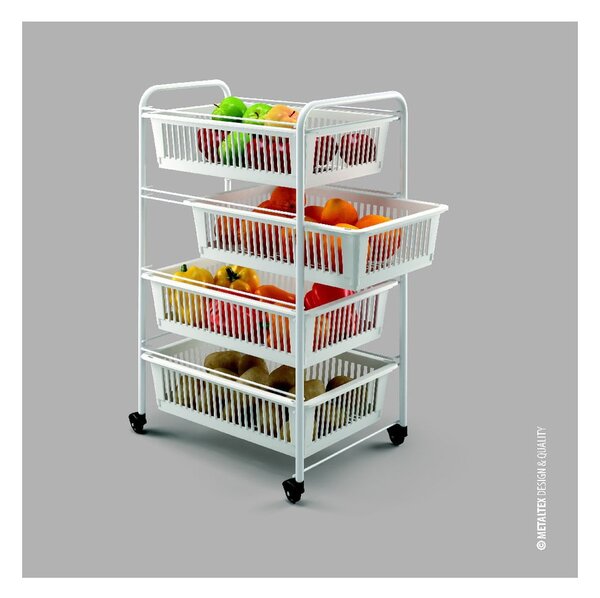 Mensola mobile con 4 cestini India, lunghezza 35 cm - Metaltex