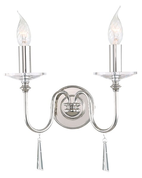 Applique Classica Finsbury Park Acciaio Nichel Lucido Vetro 2 Luci E14