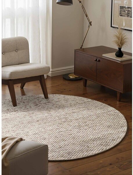 Tappeto rotondo beige/di colore naturale in lana tessuto a mano ø 200 cm Lyon Beans – Elle Decoration
