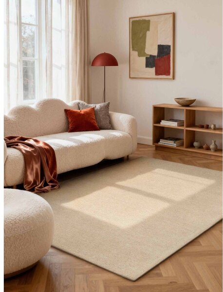 Tappeto beige in lana tessuto a mano 140x200 cm Puristic Knots – Elle Decoration
