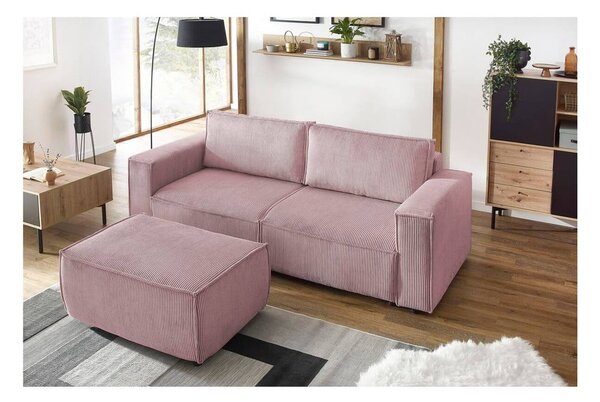 Sgabello in velluto a coste rosa chiaro Nihad - Bobochic Paris