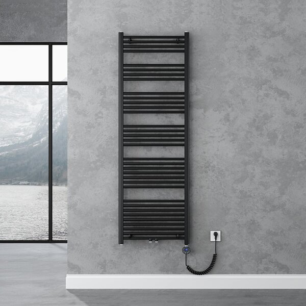 Doporro Radiatore Piatto 180x60cm con Elemento Riscaldante 1000W, Scaldasalviette da Bagno Termoarredo in Acciaio, Antracite, Riscaldamento Elettrico o ad Acqua Calda RHE