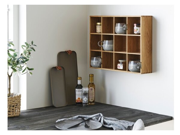 Mensola di colore naturale con effetto rovere con ripiani multipli 11 cm Soria – House Nordic