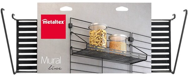 Componente in metallo nero - ripiano 43x15 cm Mural - Metaltex
