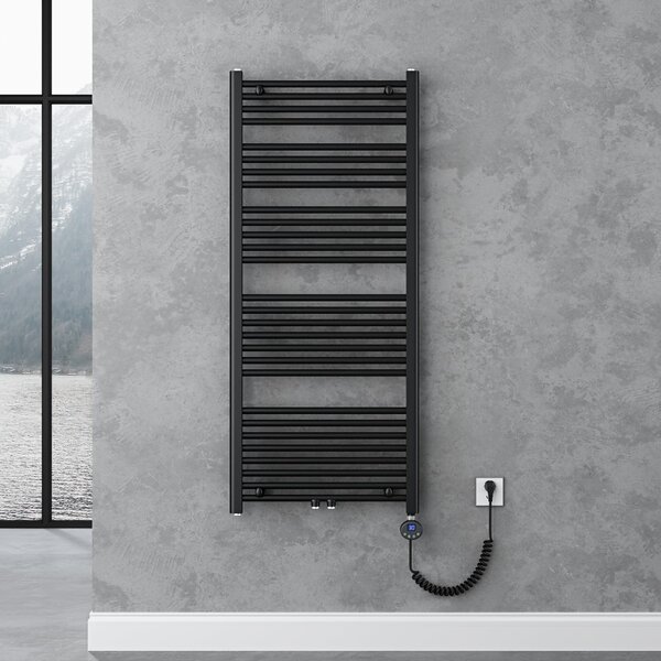 Doporro Radiatore Piatto 140x60cm con Elemento Riscaldante 800W, Scaldasalviette da Bagno Termoarredo in Acciaio, Antracite, Riscaldamento Elettrico o ad Acqua Calda RHE