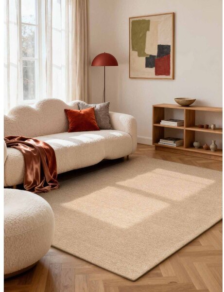 Tappeto di colore naturale in lana tessuto a mano 140x200 cm Puristic Knots – Elle Decoration