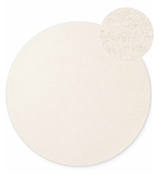 Tappeto rotondo color crema in lana tessuto a mano ø 160 cm Puristic Knots – Elle Decoration