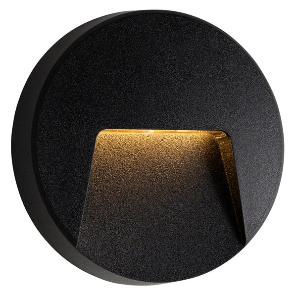 Set di 2 Applique da Esterno Nere Rotonde con LED Integrati IP65 - Gem