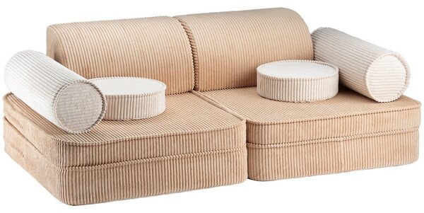 Divano per bambini marrone chiaro con rivestimento in velluto a coste 132 cm Settee – Wigiwama