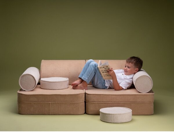Divano per bambini marrone chiaro con rivestimento in velluto a coste 132 cm Settee – Wigiwama