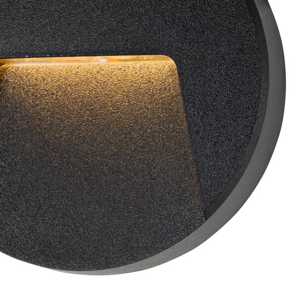 Set di 2 Applique da Esterno Nere Rotonde con LED Integrati IP65 - Gem