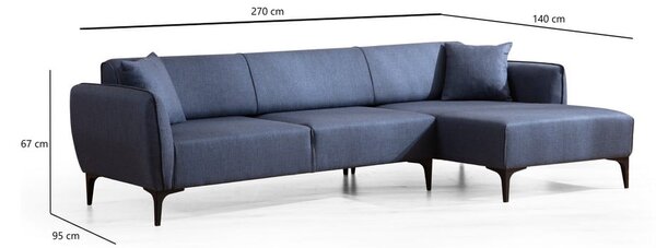 Divano angolare blu, angolo destro - Belissimo - Balcab Home