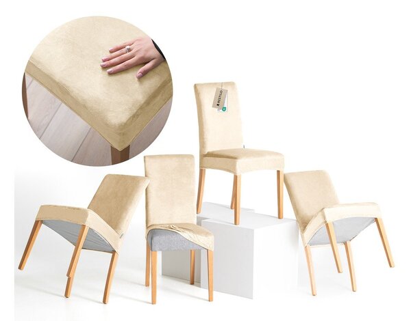Set di coprisedia beige con rivestimento elastico per sedie 4 pz 48 cm Sento – Restilo