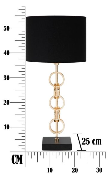 Lampada da tavolo in nero e oro Glam , altezza 54,5 cm Rings - Mauro Ferretti