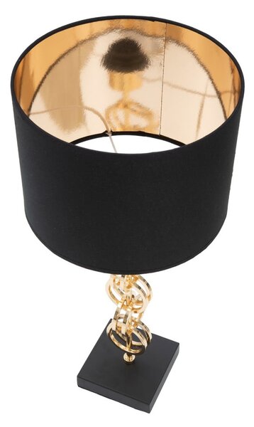 Lampada da tavolo in nero e oro Glam , altezza 54,5 cm Rings - Mauro Ferretti