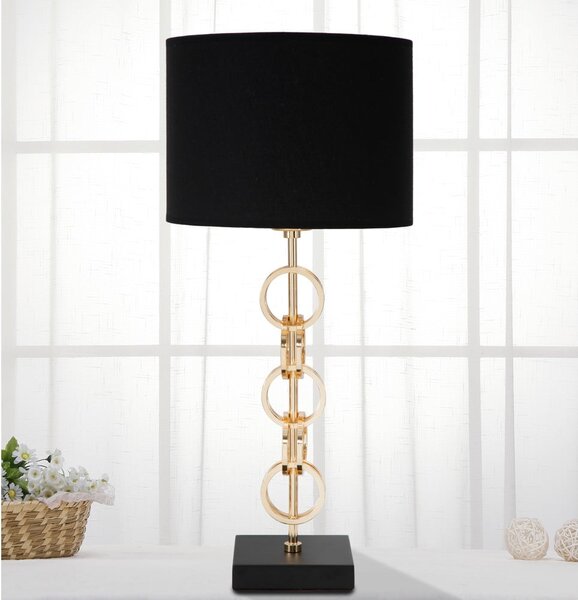 Lampada da tavolo in nero e oro Glam , altezza 54,5 cm Rings - Mauro Ferretti