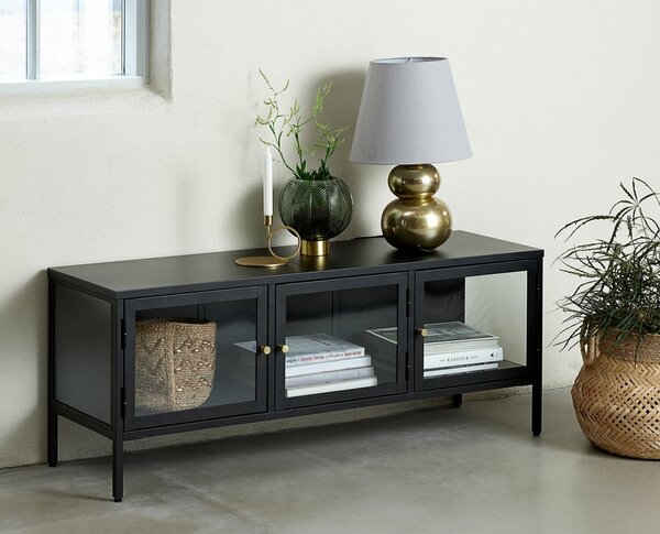 Tavolo TV in metallo nero 132x52 cm Carmel - Unique Furniture