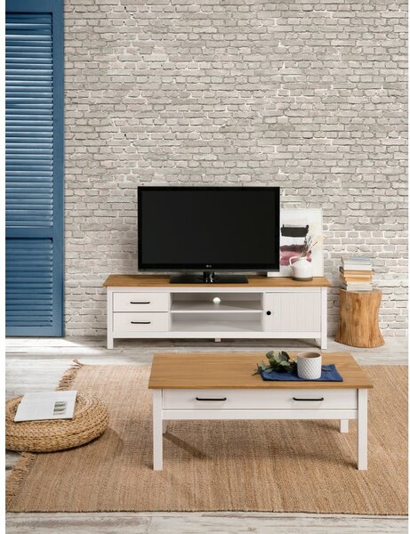 Mobile TV bianco in legno di pino 158x47 cm Miranda - Marckeric