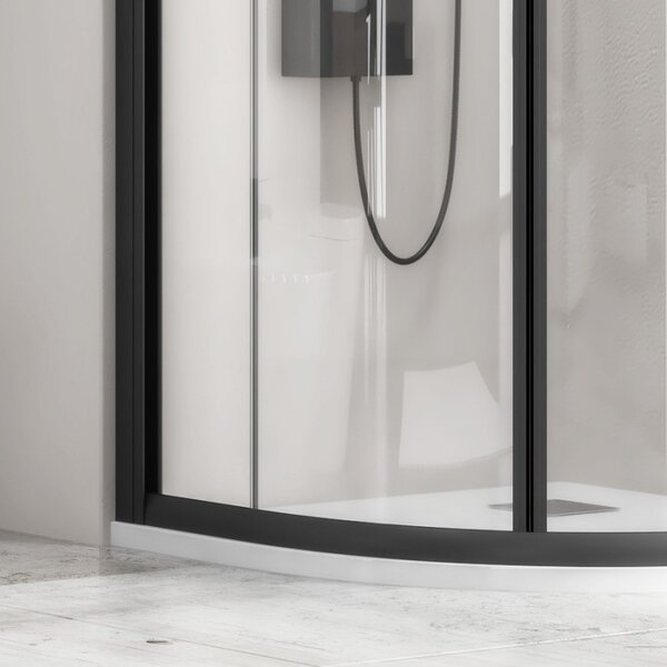 Kamalu box doccia 80x80 semicircolare telaio nero vetro trasparente kf2000b