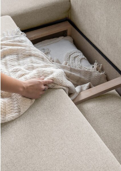 Divano letto a U beige, angolo destro Scandic Lagom - Miuform