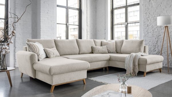 Divano letto a U beige, angolo destro Scandic Lagom - Miuform