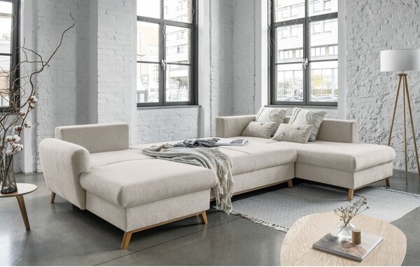 Divano letto a U beige, angolo destro Scandic Lagom - Miuform