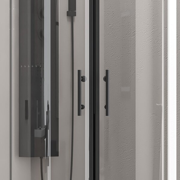 Kamalu box doccia 80x80 semicircolare telaio nero vetro trasparente kf2000b