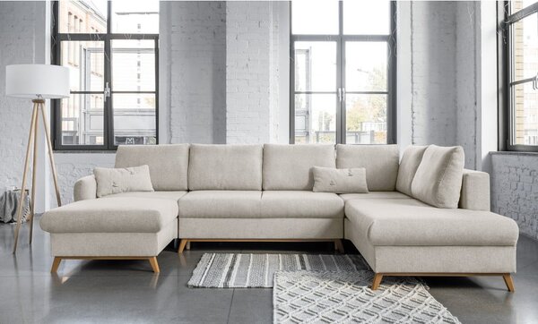 Divano letto a U beige, angolo destro Scandic Lagom - Miuform