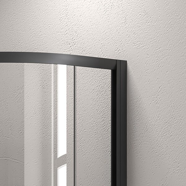 Kamalu box doccia 80x80 semicircolare telaio nero vetro trasparente kf2000b