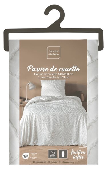 Set copripiumino e federa bianco in microfibra per letto singolo 140x200 cm Heltie – douceur d'intérieur