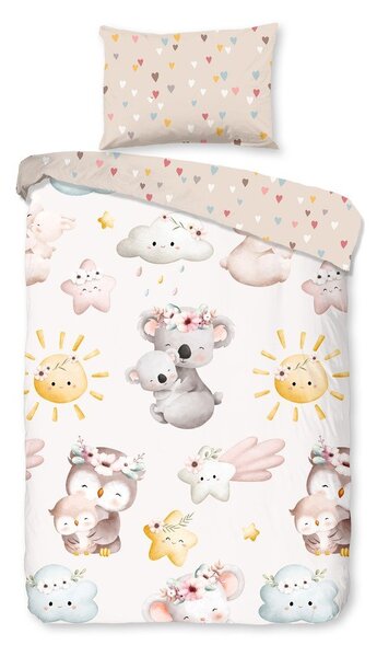 Set copripiumino e federa da bambini marrone/beige in cotone per culla 100x135 cm Hugs – Good Morning