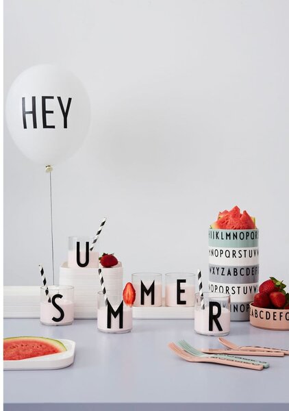 Set di 4 pezzi di posate rosa per bambini - Design Letters