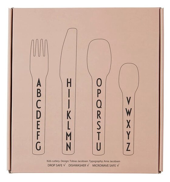Set di 4 pezzi di posate rosa per bambini - Design Letters