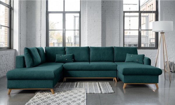 Divano letto a U turchese, angolo sinistro Scandic Lagom - Miuform