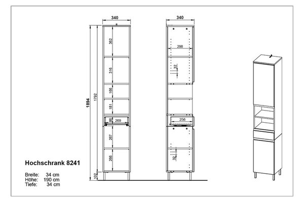 Mobile bagno alto bianco 34x190 cm Salinas - Germania