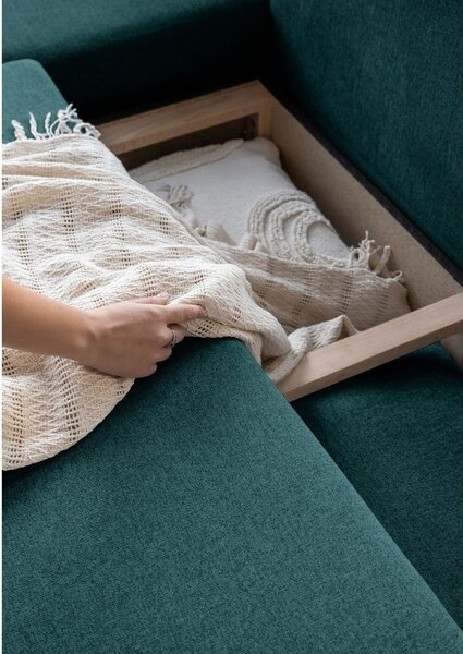 Divano letto angolare turchese L, angolo sinistro Scandic Lagom - Miuform