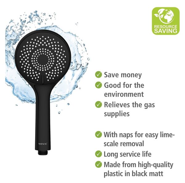 Set doccia in acciaio inox nero 70 cm Water Saving - Wenko