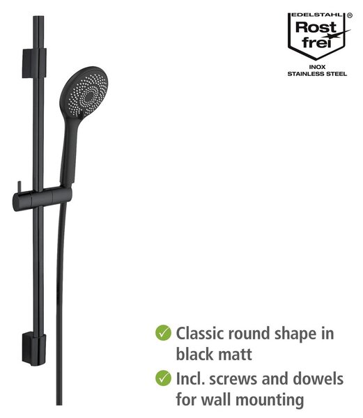 Set doccia in acciaio inox nero 70 cm Water Saving - Wenko