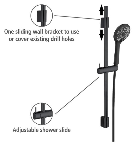 Set doccia in acciaio inox nero 70 cm Water Saving - Wenko